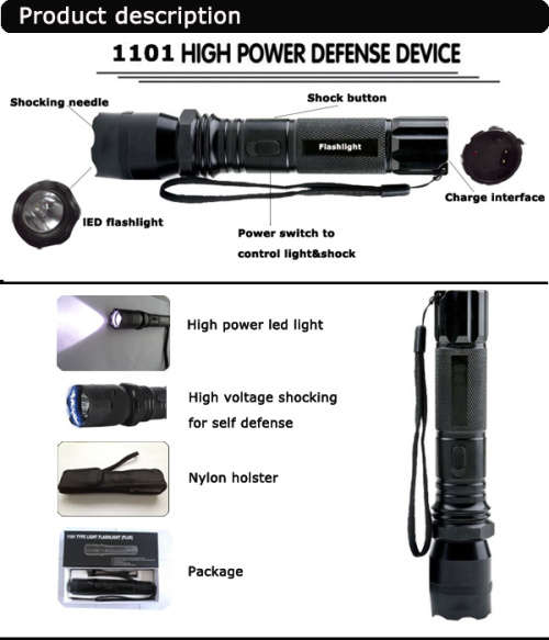 Electric Shock Flashlight Mini Stun Gun Torch Emergency Rechargable Flashlight TYPE 1101