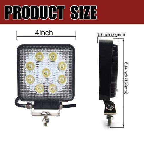 27W Off Road Car LED Work Light Headlight Square Worklight Lamp Auto 4WD Offroad Led Flood Light .