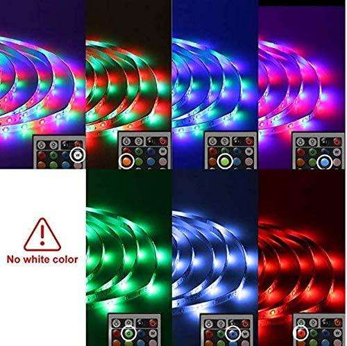 3528 RGB LED Strip Light With Power Adapter 300 LEDs/5m DC12V High Lumen Ribbon Lamp24 Key IR Remote