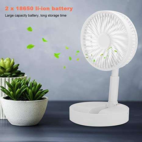 Portable Electric Fans Mini Desk Fans USB Rechargeable Fan 3-Speed 180 Fold with night light