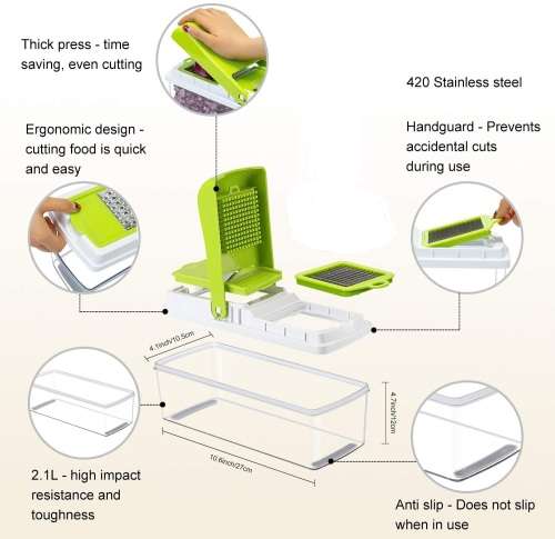 Vegetable Chopper Slicer Dicer, 14 in 1 Veggie Food Cutter Onion Chopper, Manual Mandoline for Garli