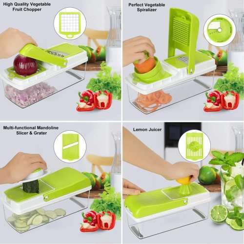 Vegetable Chopper Slicer Dicer, 14 in 1 Veggie Food Cutter Onion Chopper, Manual Mandoline for Garli