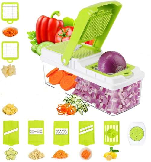 Vegetable Chopper Slicer Dicer, 14 in 1 Veggie Food Cutter Onion Chopper, Manual Mandoline for Garli