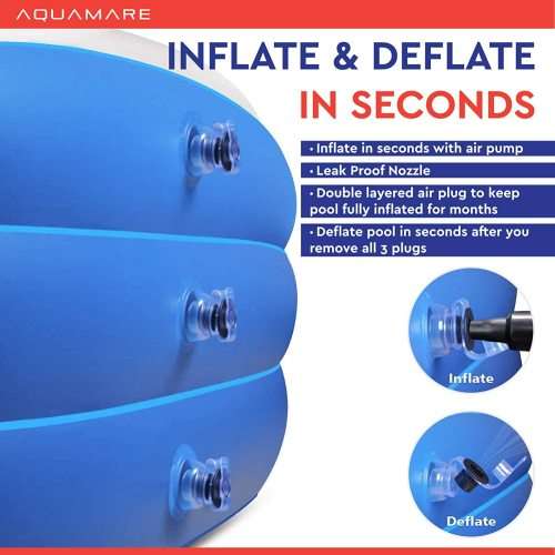 Inflatable Pool for Adults, Kids, Family Kiddie Swimming Pool - Blow Up Rectangular  lots of fun