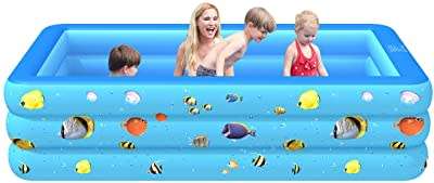 Inflatable Pool for Adults, Kids, Family Kiddie Swimming Pool - Blow Up Rectangular  lots of fun