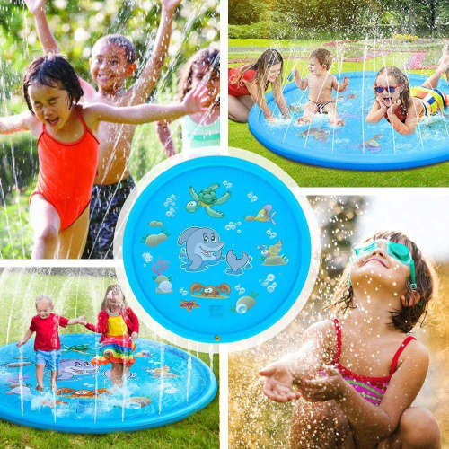 Water Play Pad Toys Inflatable Frog Sprinklers Splash Mat for Kids Children