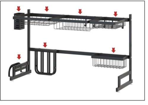 Dish Drain Rack Over Sink Dish Rack Drainer Shelf Kitchen Cutlery Holder 85 cm size