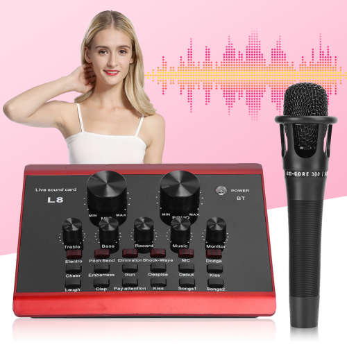 Phone Game Sound Card,Live Sound Card,Q-3k100Red Live Broadcast Sound Card Set Mobile Phone Computer