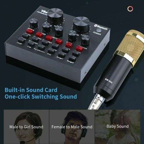 Microphone Bm 800 Condenser With V8 Sound Card Kit With Shock Mount For Live