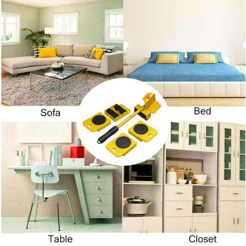 5Pcs Furniture Moving Heavy Hand Tool set Furniture Lifter Mover for Sofa Bed Cabinet Wheel Bar + Mo