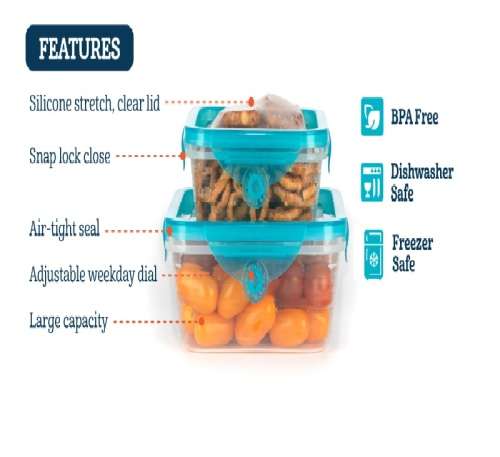 12 pcs Food Storage Containers with Stretch and Fit Lids!