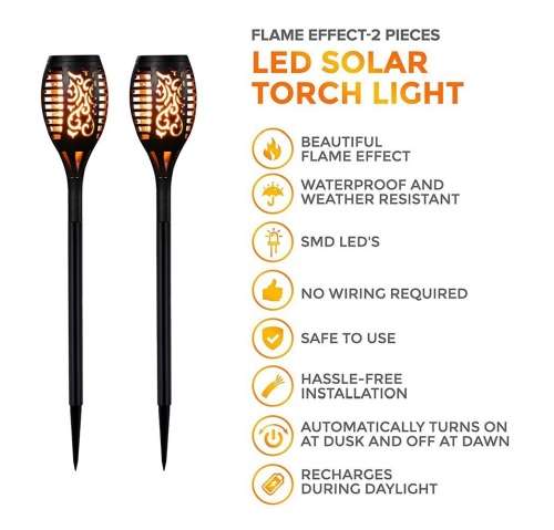 Solar Outdoor Garden Torch Flame Light set of 4