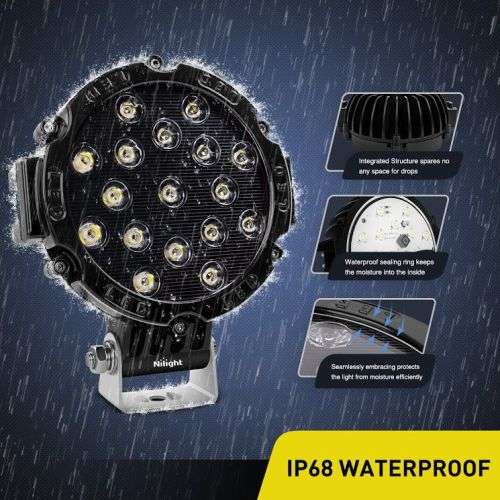set of 2  7` 51w 5100LM Black Round Spot Light Pod