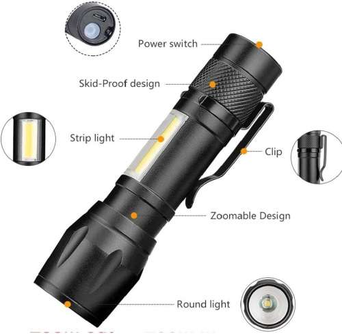 Rechargeable Torch Adjustable Zoom In Out USB Tactical Flashlight