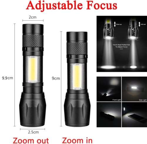 Rechargeable Torch Adjustable Zoom In Out USB Tactical Flashlight