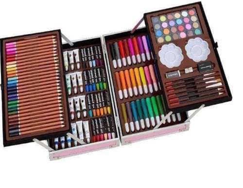 145Pcs Unicorn Kids Painting & Drawing Art Set With Aluminium Case - Blue