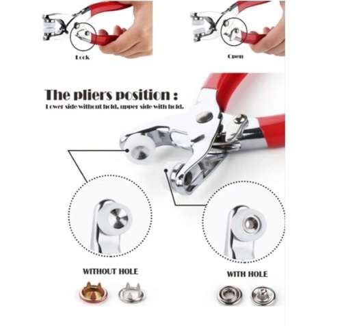 Set of 100 Ring Press Studs and Snap Popper Fasteners with Prong Pliers RC-6