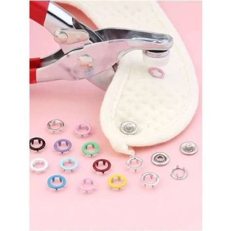 Set of 100 Ring Press Studs and Snap Popper Fasteners with Prong Pliers RC-6