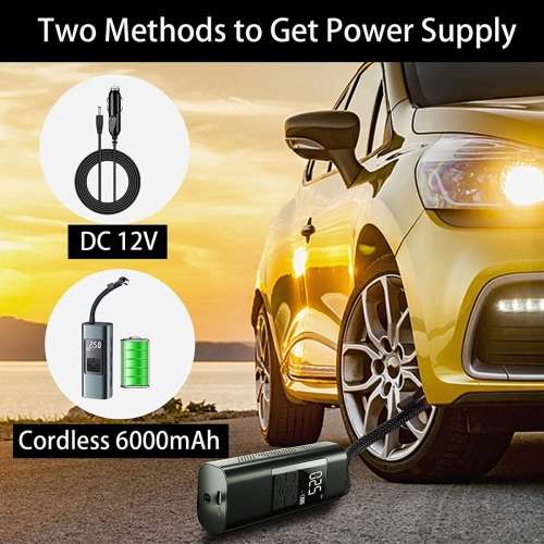 Cordless Car Tire Inflator Bike Electric Tire Inflator 2 Way Power supply