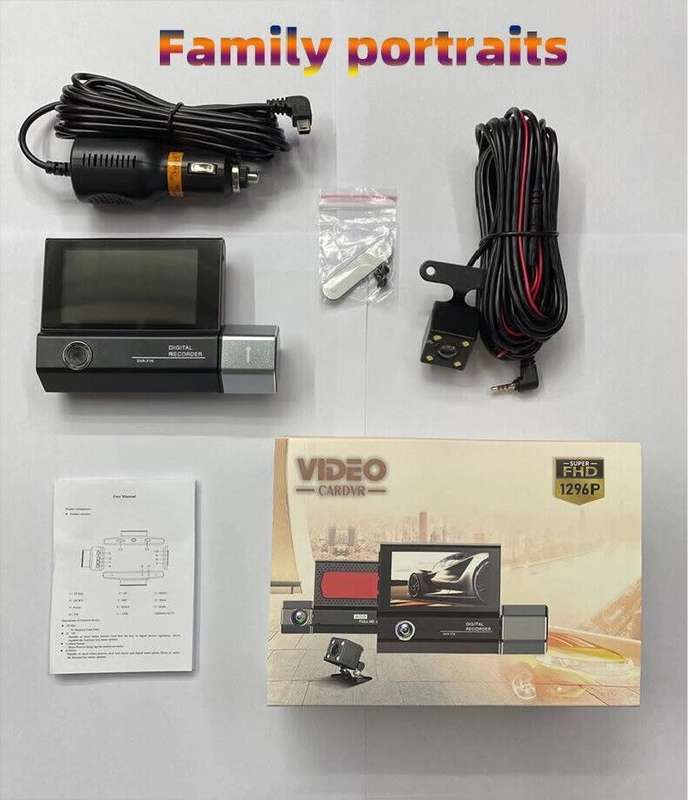 3 Channels Dash Cam 1080P FHD DVR Car Driving Recorder 3.0Inch IPS Screen