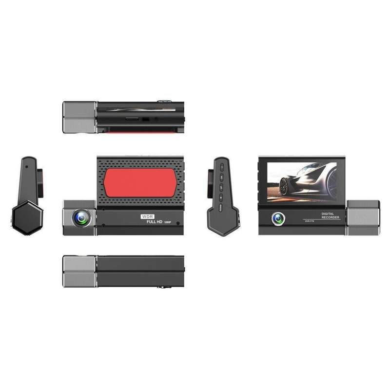 3 Channels Dash Cam 1080P FHD DVR Car Driving Recorder 3.0Inch IPS Screen