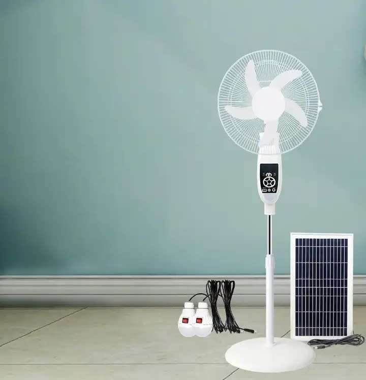 16inch Solar Reachargeable Fan Ac/dc Dual Power 10w Solar panel with Remote