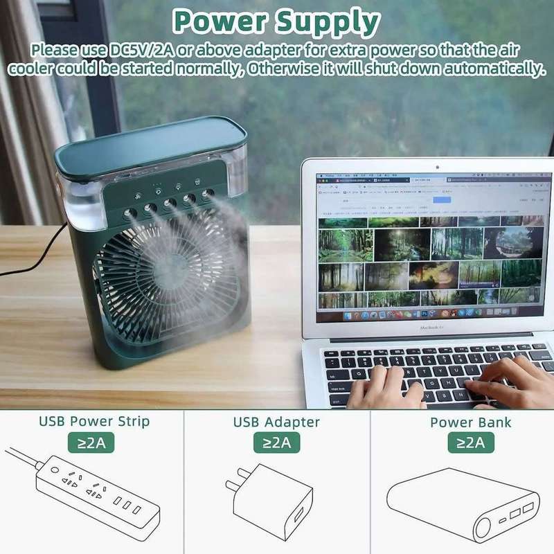 Air Conditioner Fan,Evaporative Air Cooler with 7 Colors LED Light