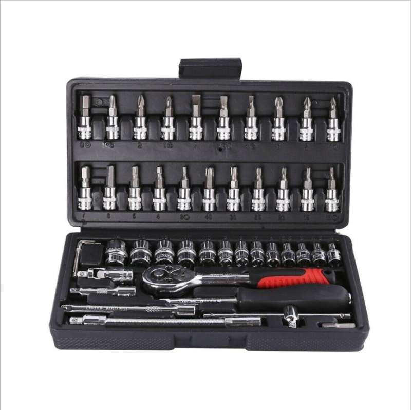 46 Piece 1/4` Socket Tool Set for Auto Car Repairing