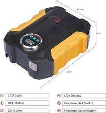 Portable Car air pump with LCo display and LED lights
