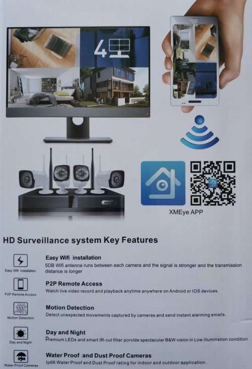 BEST SYSTEM ON THE MARKET - NO CABLES!! 4 CH 4K WIRELESS CCTV SYSTEM WITH 5G VIEWING