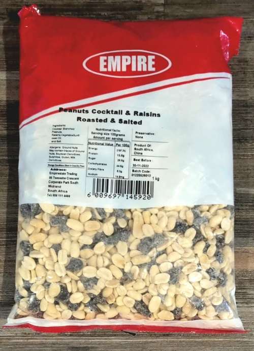 Peanuts and Raisins - Roasted and Salted 1kg