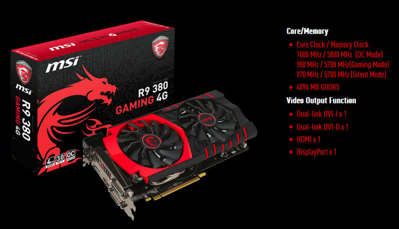 MSI  R9 380 Gaming 4GB