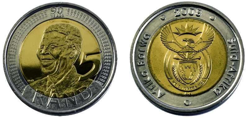 *** 2008 Mandela 90th Birthday R5. Direct from the mint and sealed in ziplock bags *****