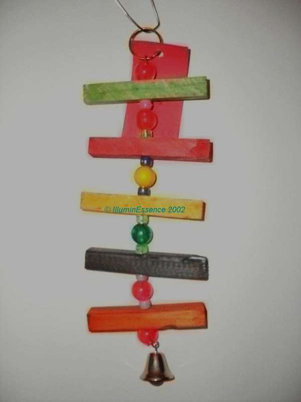 PARROT TOY - WOODEN TWIRLY TOY WITH BEADS for small to medium parrots