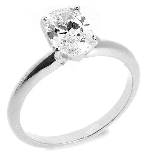 1.03 CT E/SI1 OVAL DIAMOND SOLITAIRE RING 14K W GOLD