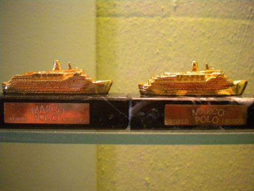 2 x 18kt Gold Plated Marco Polo World Cruises Ships - By Antonio Spain
