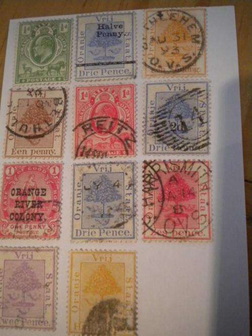 Orange Freestate Stamps - Un-used and used Lot of 11 very rare stamps.