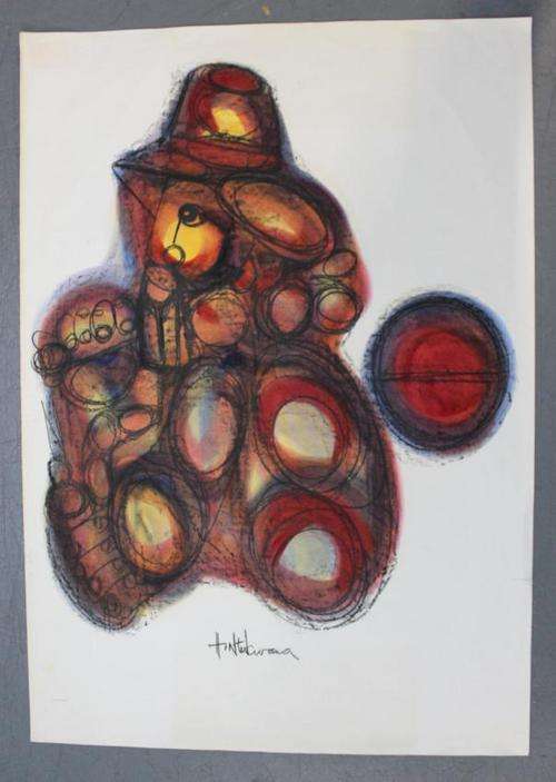 HARGREAVES NTUKWANA-(1938-1999)ABSTRACT HUGE OIL & PASTEL !! 100% AUTHENTIC !!