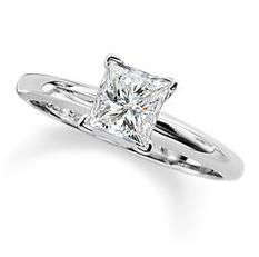 0.75ct CERTIFIED NATURAL WHITE PRINCESS CUT DIAMOND ENGAGEMENT RING 14K W