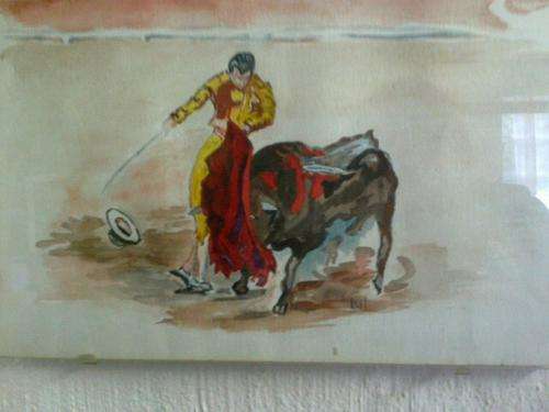 "MATADOR" W/C BY ?BLM. GREAT PERCEPTION OF MOVEMENT AND COLOUR. REDUCED!!first bid wins auction!!!