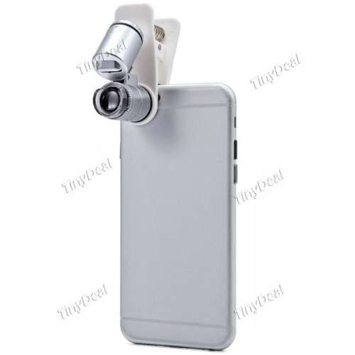 60X Zoom Universal Mobile Phone Microscope Portable Magnifier Clip with UV Currency Detector & LED L