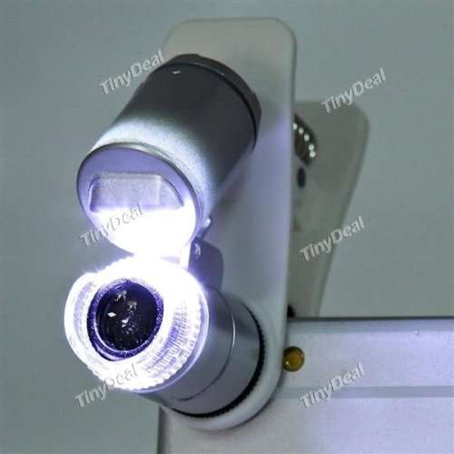 60X Zoom Universal Mobile Phone Microscope Portable Magnifier Clip with UV Currency Detector & LED L