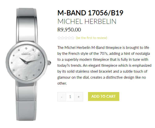 Michel Herbelin M-Band Quartz Watch Mother of Pearl Dial on Stainless Steel Bangle