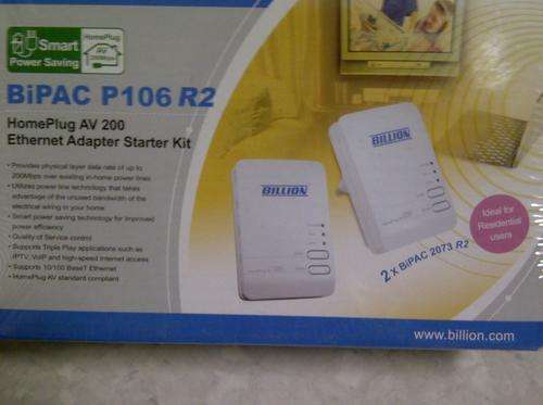 Billion BiPac P106 R2 HomePlug AV 200 Ethernet Adapter Kit (2 x BiPac 2073 R2)