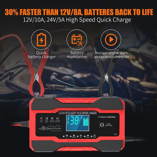 10A Battery Charger Automotive 24V and 12V Car Battery Charger Battery Maintainer
