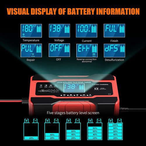 10A Battery Charger Automotive 24V and 12V Car Battery Charger Battery Maintainer
