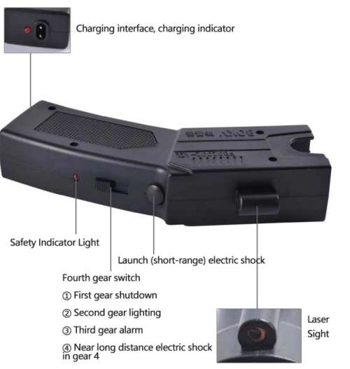 Rechargeable Stun Needle Long Range (5m) Stun Gun And Policy