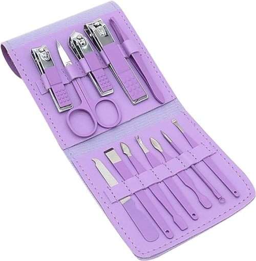 12pcs Portable Nail Set, Makeup Beauty Tool Nail Clipper Set with Folding Bag