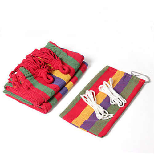 Portable Hammock Outdoor Hammock Garden Sports Home Travel Camping Swing Canvas Stripe Hang
