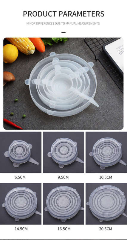 Reusable Silicone Stretch Lid For Food Preservation 6PCS